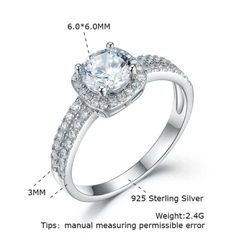 Dyson 925 Sterling Silver Obroči Za Ženske Klasičnih Krog Jasno Cirkon Poroko Posla Poročni Prstani Obletnico Fine Nakit