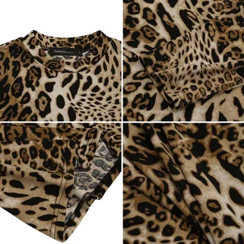 2021 Ženske Vrhovi Celmia Fashion Sexy Leopard Natisniti Majice Letnik Priložnostne Dolg Rokav Bluze Elegantno Bodycon Blusas Femininas 7