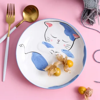 Keramični Japonska in Koreja Ustvarjalne Zajtrk Zrezek otroška Sadna Ploščica 6 ali 8 Inch Ročno Poslikane Živali Jedilni pribor Risanka Jed