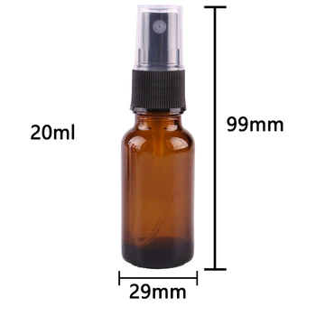6pcs 20ml Oranžna Stekla Spray Steklenico w/ Black Fine Megle Škropilnica eterično olje steklenice prazne kozmetični posode