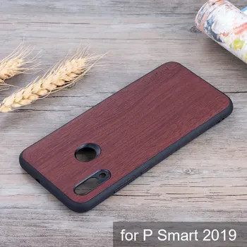Ohišje za Huawei P smart 2019 funda les, usnje vzorec kože z mehko silikonsko telefon kritje za Huawei P smart 2019 primeru coque