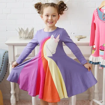 Nov Baby Girl Oblačenja Oblačila Malčka, Otroci, Dekleta Princesa Obleko Rainbow Barva Blok Pisane Zanko Stranke Obleke Vestido Za Malčke