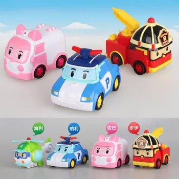4pcs/Set Robocar Poli Koreja Otroci Igrače Anime Dejanje Slika Poli Anba Roy Igrače Avto Za Otroke Playmobil Juguetes