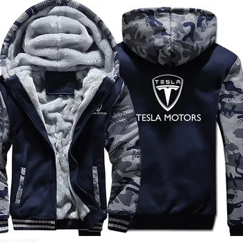 Pozimi hoodies moških Zgostitev Runo Tesla Motors majica s Kapuco Plus Velikost Hooded suknjič moški Priložnostne Vrhnjih oblačil jakna