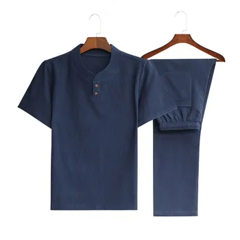 (Majica + hlače) 2020 poletje moških srajc Človek Bombaža in platna, majice Kratek rokav moda za moške priložnostne srajce, moške velikosti M-5XL