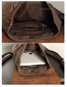 Vintage Usnje vojaške Platno nahrbtnik Moški nahrbtnik ženske šolski nahrbtnik šolsko torbo 2016 bagpack nahrbtnik mochila