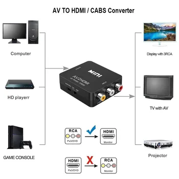 RCA Za HDMI AV Za HDMI GANA 1080P Mini RCA Kompozitni CVBS AV Za HDMI Audio Video Prilagodilnik Pretvornika Združljiv PAL NTSC SECAM M N
