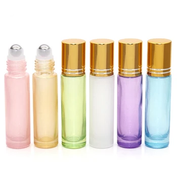 20 X 10 ml Debele Pearl Pisane Stekleni Valj Vila Potovanja Prenosni Eterično Olje Steklenice lahko ponovno polnijo Parfum Roller Ball Steklenico