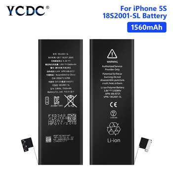 YCDC Litij-Polimer Telefon Visoke Kakovosti 3.8 Proti 1560mAh Baterije Za ponovno Polnjenje Telefona Bateria iPhone 5S 5C iPhone5S Baterije