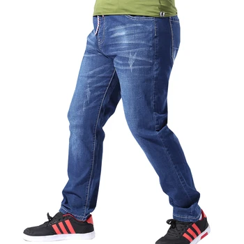 Plus Velikost Moških Oblačil 8XL Classic Jeans Elastični Pas Moški Stretch Ravno Svoboden Vrečasta Moški Denim Jeans Hlače 46 48 50 52