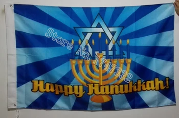 Vesel Hanukkah Zastavo vroče prodajo blaga 3X5FT 150X90CM Banner medenina kovinski luknje