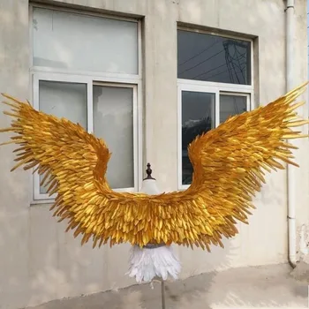 NOVO! Costumed lepo Zlato angel pernata krila 185 cm krila pravljice za Ples, Fotografiranje Prikaz Stranka poročne dekoracije