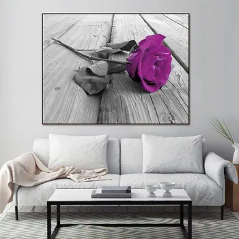 Conisi Nordijska Rose Platno, Slike, Modro, Vijolično Rdeče Rose Cvet Wall Art Plakat Doma Dekor za Spalnica Dekoracijo