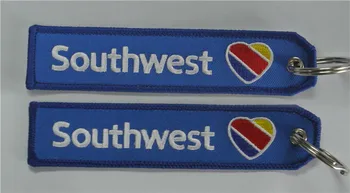 Southwest Airlines Logotip Tkanine Vezenje Keychain Motocikel Zaklepanje Keychain Prtljage Oznako Keytag