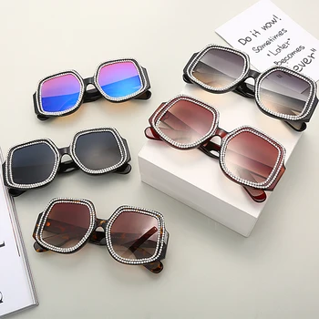 Diamond Kvadratnih Sončna Očala Ženske 2020 Moda Krog Vintage Sončna Očala Moških Luksuzne Blagovne Znamke Oblikovalec Pilotni Retro Sončna Očala