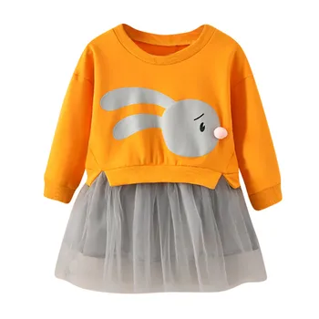 Disney Pozimi Otroci Baby Girl Obleke Risanka Bunny Princesa Mozaik Majica Til Obleko Oblačila roupa infantil