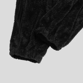 Dolg Rokav More Romper Moških Sleepwear Jumsuits Moda Hooded Pozimi Prijetno Zadrgo Onesies Trdna Pižamo Homewear INCERUN 5XL