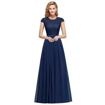 Očarljivo Burgundija Čipke Šifon Dolgo Večerno Obleko 2019 Elegantno Kratek Rokav Večer Stranka Formalnih Obleke Večerne