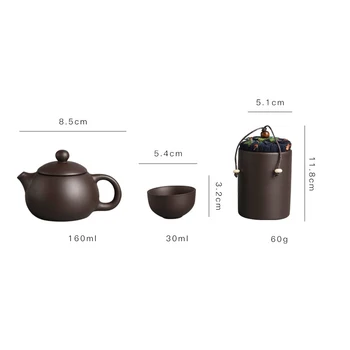 Prenosni Potovanja Teaware Nastavite Vijolično Gline Kung Fu Čaj Nastavite Kitajski Porcelan Zisha Čaj Pot 4 Skodelice Čaja Pokal Ročno Nastavite Drinkwaret