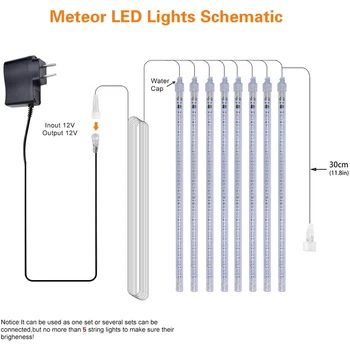 1-4Pack LED Meteor Tuš Dež Luči IP65 Vodotesen LED 8 Cevi, ki Spadajo Niz Luči Božič Dekoracijo AC100-240 V 30/ 50 cm