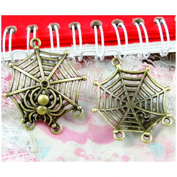 30pcs kar 37,6*32.2 MM Antično Bronasti Barvi Spider Web Obesek Pajek Čare DIY Ročno izdelan Nakit Čar
