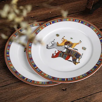 (2pcs) 8 inch Konj Design Kosti Kitajske Ploščo Namizna Večerja Solata Ploščo