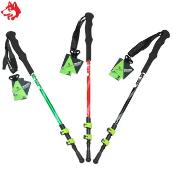 Črna/Rdeča/Zelena tri dele aluminija Sprehajalne palice Prostem moške pohodništvo, tek, treking alpenstocks plezanje Stick
