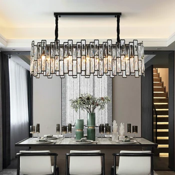 Črna led lestenci za dnevno sobo, kuhinjo, sodoben dom dekor kristalno viseče svetilke razsvetljave v zaprtih prostorih