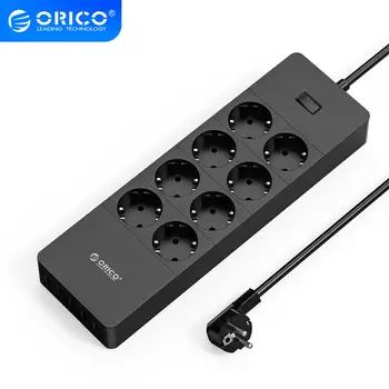 ORICO Univerzalna Električna Vtičnica EU Plug Smart Razširitev Moč Trakovi Home Office Surge Protector 4 6 8 AC s 5 USB