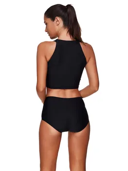AINDAV Črni Šport Plus Velikosti Izrez fotografije Seksi Bikini Visoko Pasu Obleka, Plavanje Obleko Oblazinjeni Kopalke Ženske dvodelne Kopalke