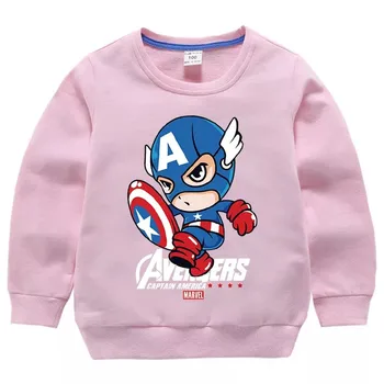Marvel Avengers Captain America Fant Hooded Majica Bombaž Dolgimi Rokavi, Pulover, Vrhovi Otroci Dekle Hoodies otroška Oblačila