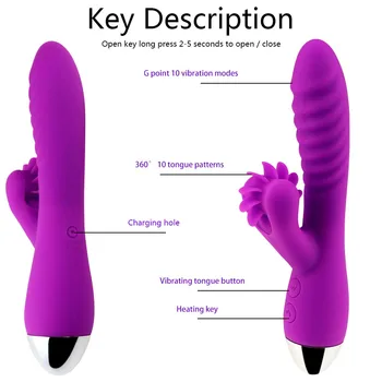 EXVOID Sex Shop Rabbit Vibrator, Vibrator G-spot Massager Vrtenja Jezika Vibrator Sex Igrače za Ženske Vibracije Pralni Ogrevanje