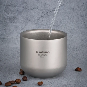 125 ML Titana Kave Vrč Dvojno Steno Toplotno Izolirana Čaj Skodelica za Pitje Dvojne Plasti Titanovega Kampiranje Drinkware