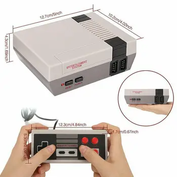 Klasična NES retro slogu konzola z dvema TV kontrole in 600 klasičnih arkadnih iger: super Mario, Street Fighter