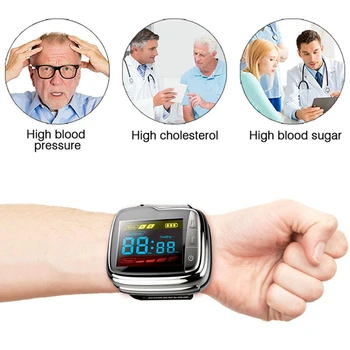 LLLT Hladni Laser Watch Medicinske Naprave Nizko Vzvod Terapijo Bolečin Visok Krvni Tlak Čiščenje Krvi, Visok Krvni Maščobe Diabetiki