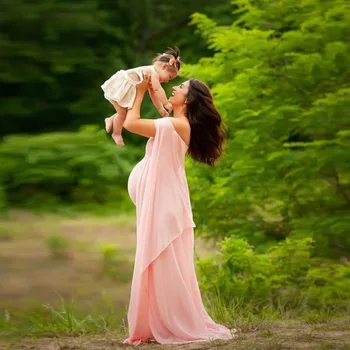 Seksi Shoulderless Porodniškega Obleke Za Fotografijo Ustrelil Dolgo Fancy Nosečnosti Šifon Obleko Ženske Noseča Maxi Obleke Fotografija Prop