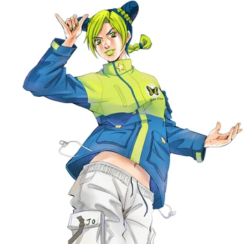 Japonske Anime JoJo Bizarna Avantura Cosplay Kostume Jolyne Cujoh Plašč Suknjič Zeleni Vrhovi na Prostem