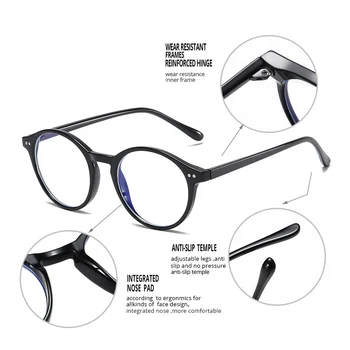 Pro Acme TR90 Prilagodljiv Okvir Anti Modra Svetloba Blokiranje Očala Krog Računalnik Očala za Ženske, Moške Igralna Očala UV400 PC1591