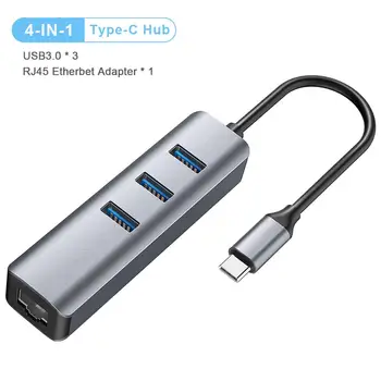 USB C HUB Gigabit Ethernet Rj45 Lan Adapter USB Tip C do USB 3.0 HUB 10/100/1000 Omrežna Kartica za MacBook ChromeBook