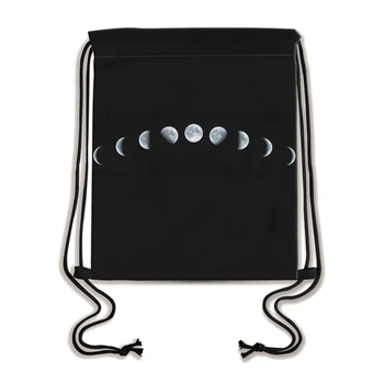 Deanfun Črno Vrvico Vrečko Za Shranjevanje Svetla Luna Vzorec Softback Trendy Ženske Schoolbags 60440