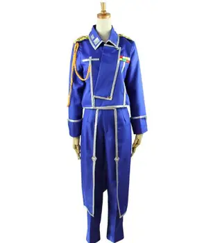Anime Fullmetal Alkimist, Cosplay Roy Mustang Kostume Vojaško Uniformo Suknjič + Hlače + Predpasnik