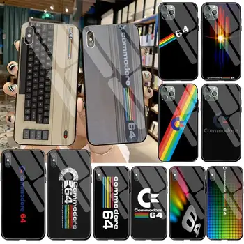CUTEWANAN C64 COMMODORE 64 DIY Naslikal Bling Telefon Primeru Kaljeno Steklo Za iPhone 11 XR Pro XS MAX 8 X 7 6S 6 Plus SE 2020 primeru