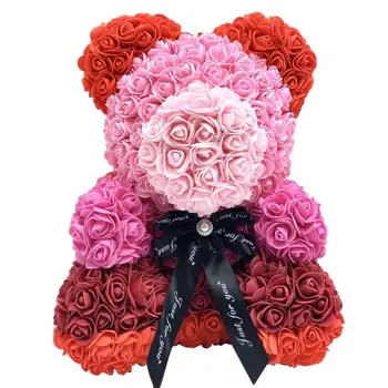25 cm Rose Nosi Cvet medvedek Dvignila Umetno Cvet Teddi Dekoracijo valentinovo Darilo, Darilo za Rojstni dan Pisane Panda Bear