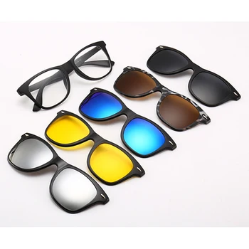 5 objektiv Magnetni sončna Očala Za Moške, Ženske Očala 5 v 1 Posnetek Zrcali Polarizirana sončna Očala Nočno Vizijo Očala Oculos Gafas