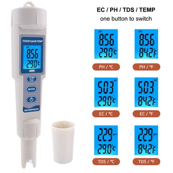 4 v 1 Digitalni PH TDS ES Termometer Merilnik Tester Kakovost Vode PH Pero za Bazene Pitne Vode Akvarijih 40%popusta