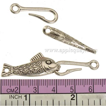 Diy zapirala in preklaplja zapestnica antique silver živali ravno dolgo trnkov wholesales kovinski modni nakit ugotovitve 60 mm 10 set
