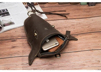 Trgatev Modre Naravnega Usnja Mala Torbica Za Telefon Hook Design Fanny Pasu Pack Bag Cigaret Primeru 6