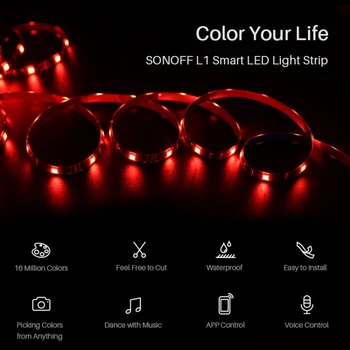 SONOFF Trakovi Smart LED Svetloba, možnost zatemnitve WiFi Nepremočljiva Fleksibilni RGB Trak Luči Delo Z Alexa googlova Domača stran eWeLink APP Nadzor