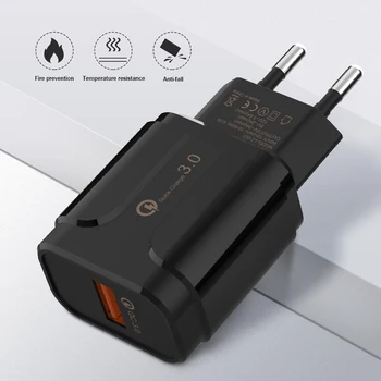 Univerzalni Potovalni Polnilnik USB Adapter EU Priključite Polnilnik QC3.0 Turbo Hitro Polnilnik 5V/3A 9V/2A Za Huawei Xiaomi iPhone Samsung
