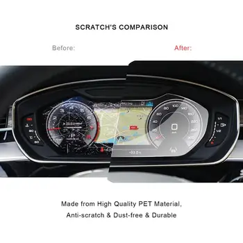 RUIYA Vozila PET Zaslon Zaščitna folija Za Audi A8 2018 2019 Avto LCD nadzorno ploščo, Zaslon Auto Notranja Oprema 2 Kos